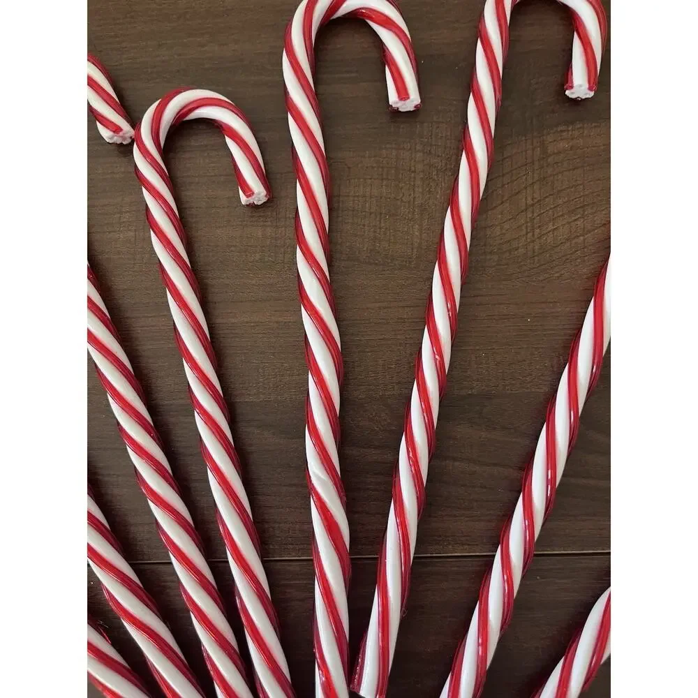 Vintage 17 Christmas Twisted Large Candy Canes Red And White Sturdy Plastic